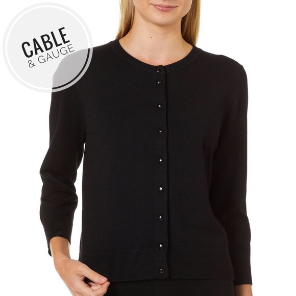 Cable Gauge Black Buttondown Cardigan 